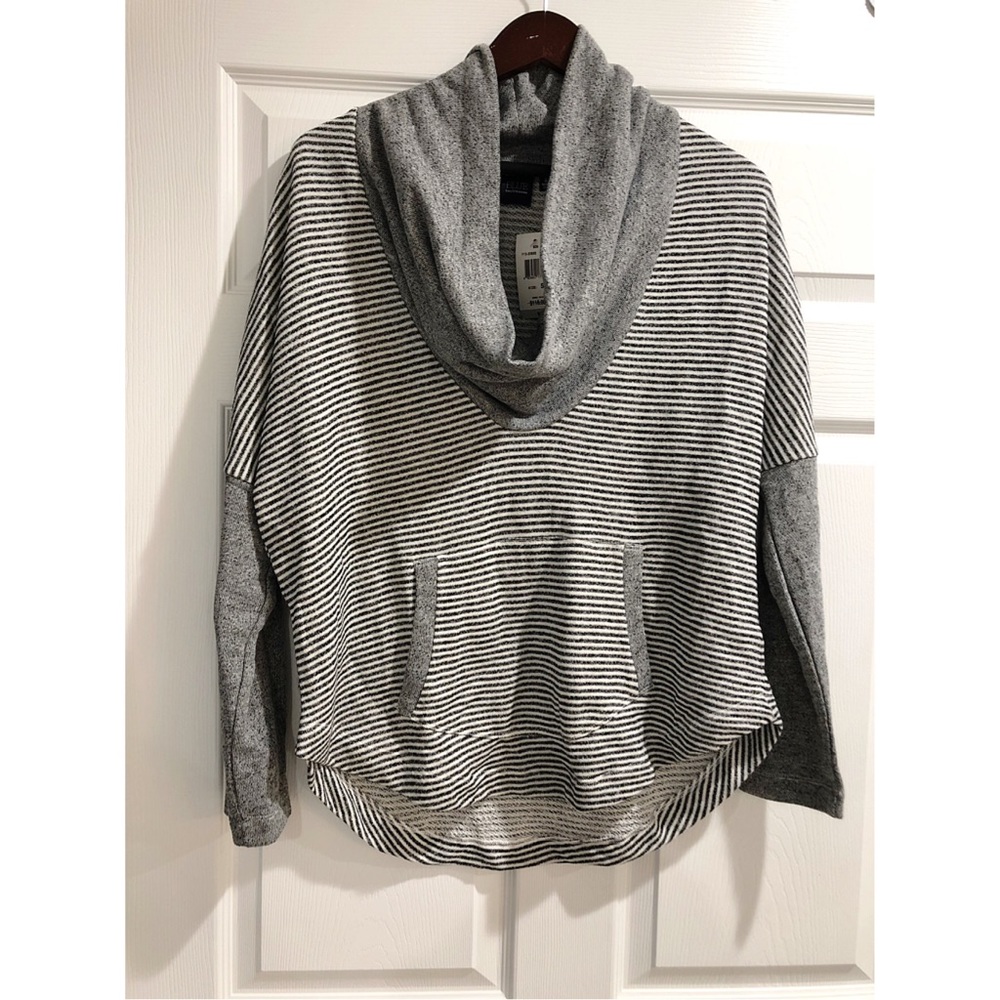 Oversized striped cowlneck sweater